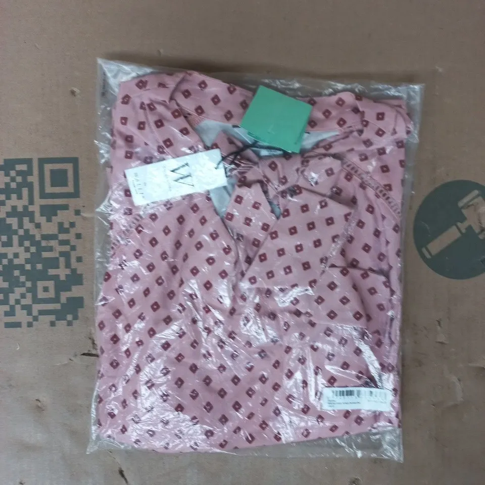 BAGGED WALLIS PETITE SPOT WOVEN TIE NECK OVERHEAD SHIRT IN PINK SIZE 12