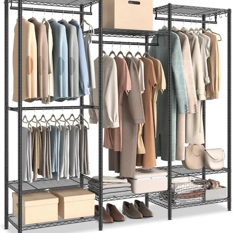 BOXED SONGMICS OPEN WARDROBE, CLOTHES RACK - BLACK