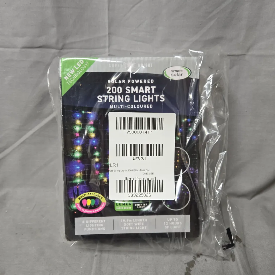 SOLAR POWERED 200 LED MULTI-COLOURED STRING LIGHTS – 19.9M (GARDEN/OUTDOOR LIGHTING)