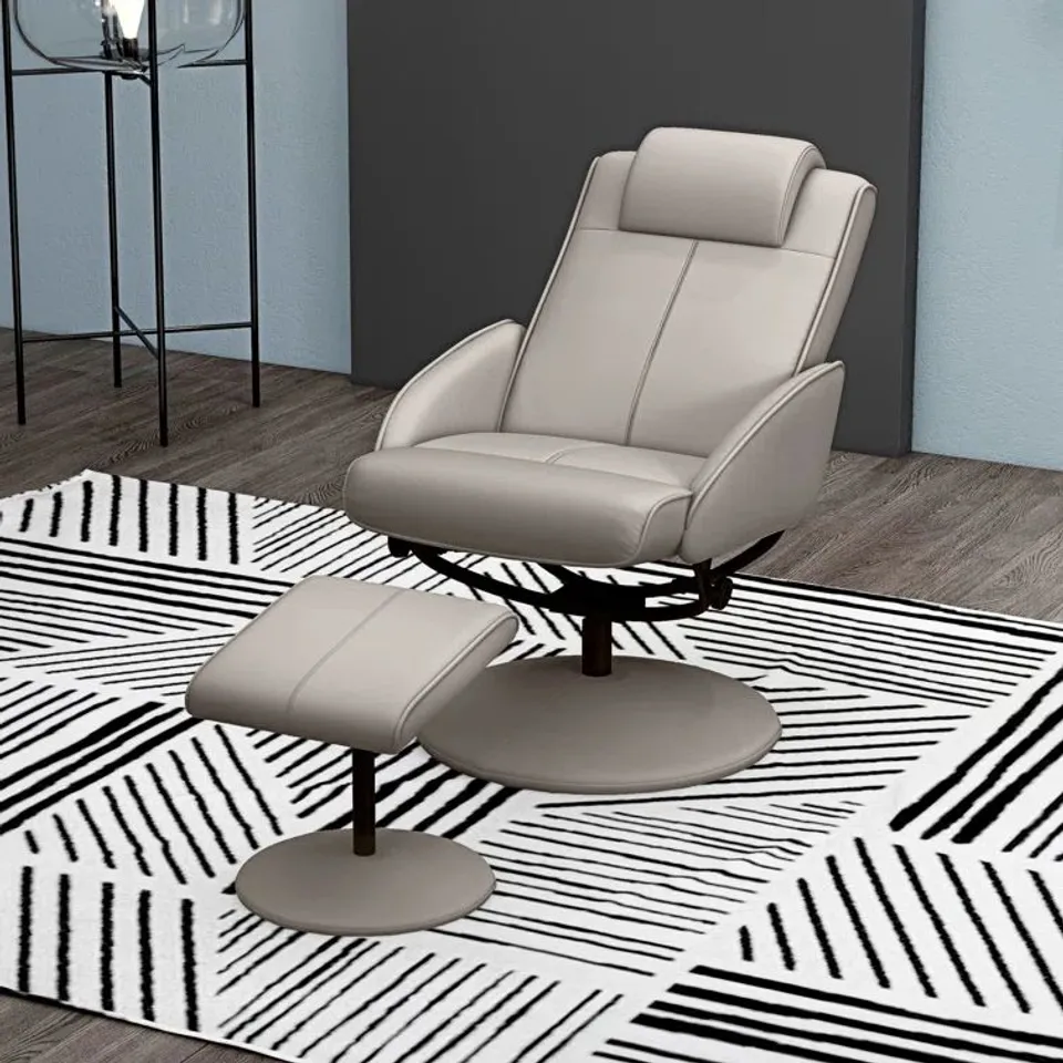 BOXED KYSIR FAUX LEATHER MANUAL RECLINER - GREY (1 BOX)