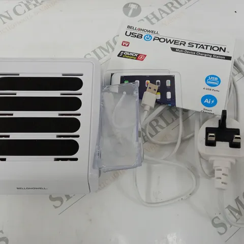 BELL & HOWELL MULTI DEVICE USB CHARGING STATION WITH 4 USB PORTS AND 4 CABLES