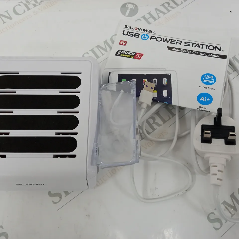 BELL & HOWELL MULTI DEVICE USB CHARGING STATION WITH 4 USB PORTS AND 4 CABLES