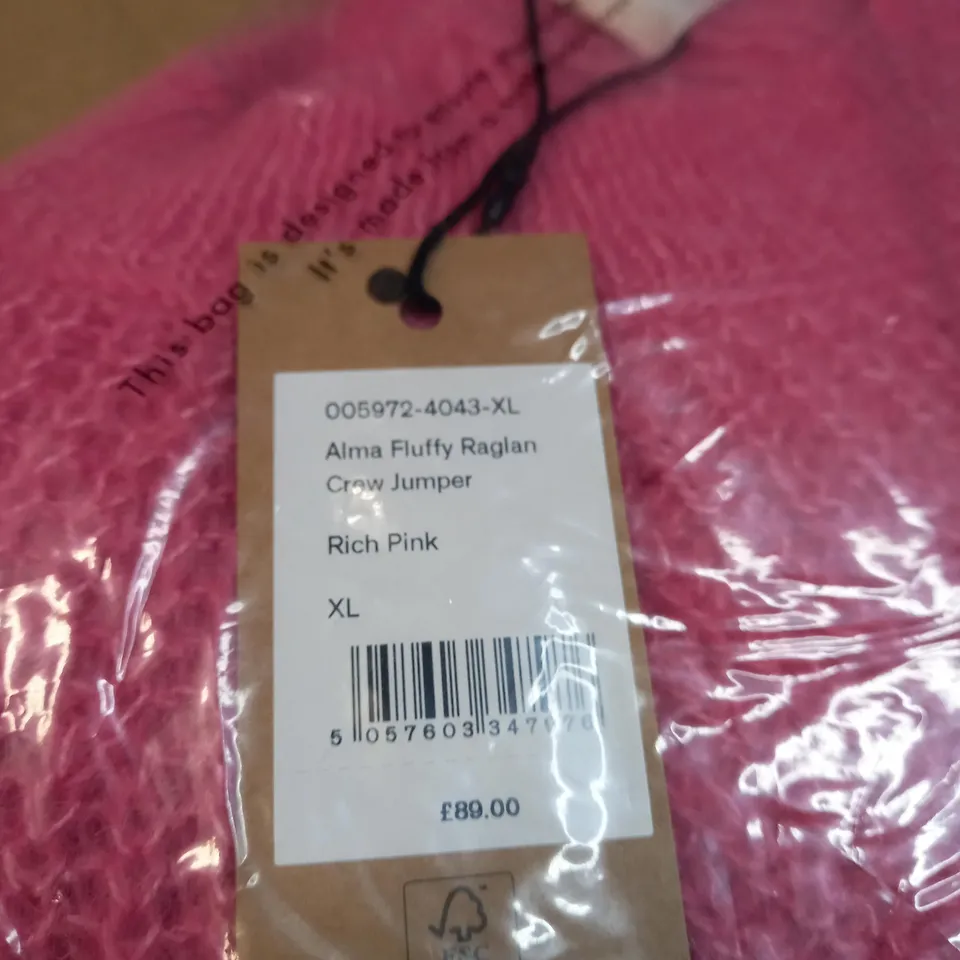 HUSH ALMA FLUFFY RAGLAN CREW JUMPER SIZE XL
