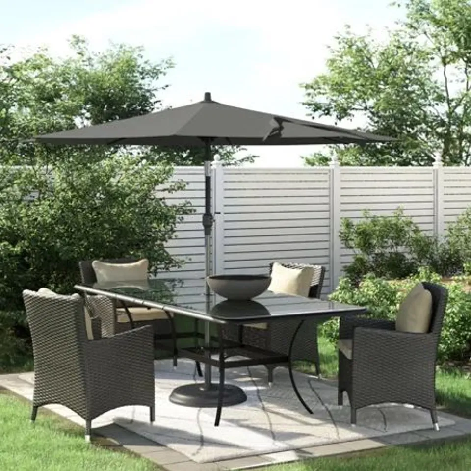 BOXED GRATTAN 3M TRADITIONAL PARASOL IN GREY 