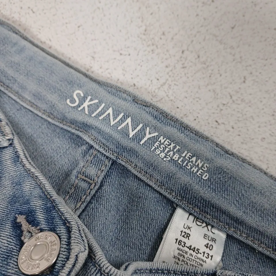 NEXT SKINNY JEANS, FLORAL EMBROIDERY, UK 12R