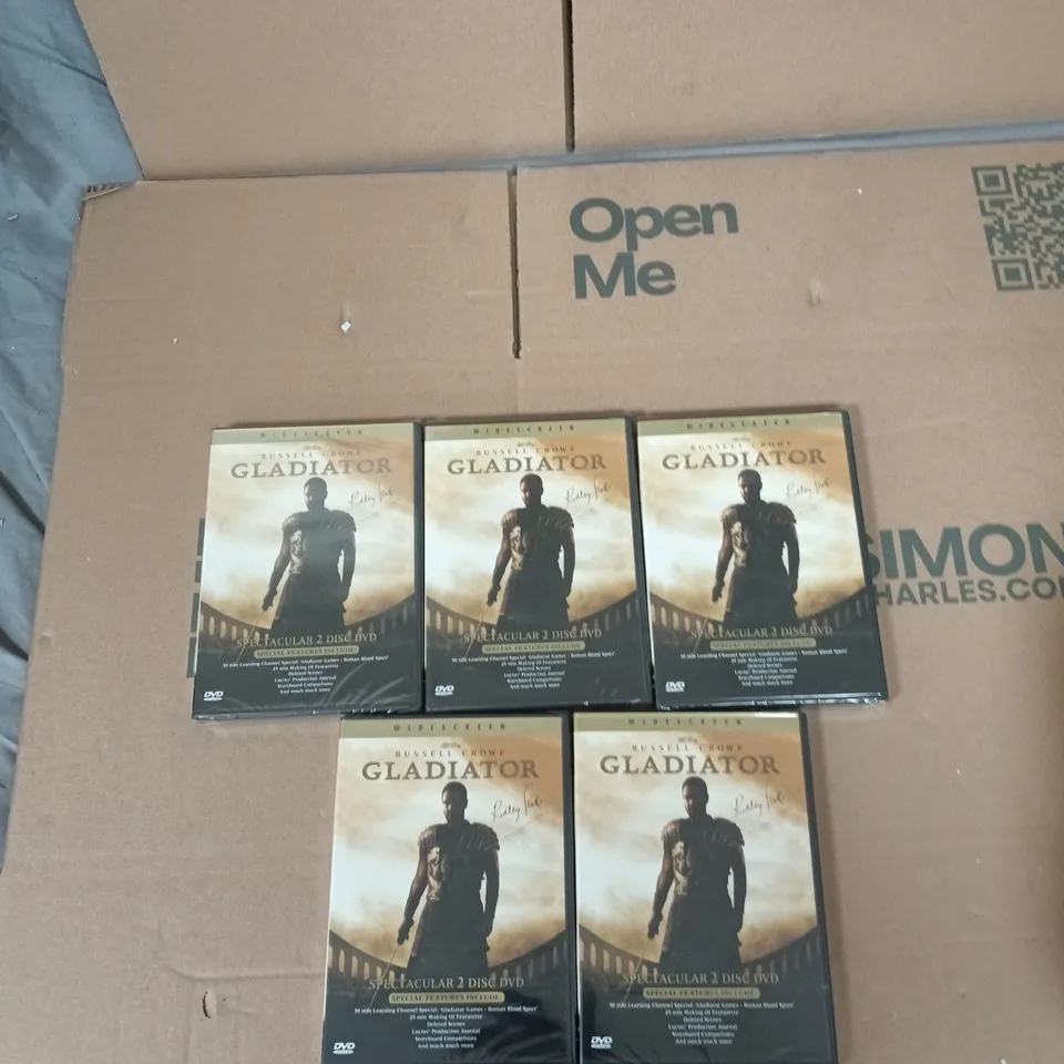 FIVE COPIES OF RUSSEL CROWES GLADIATOR SPECTACULAR 2 DISC DVD