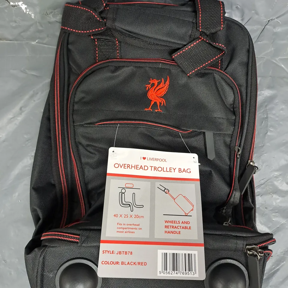 I LOVE LIVERPOOL OVERHEAD TROLLEY BAG IN BLACK/RED
