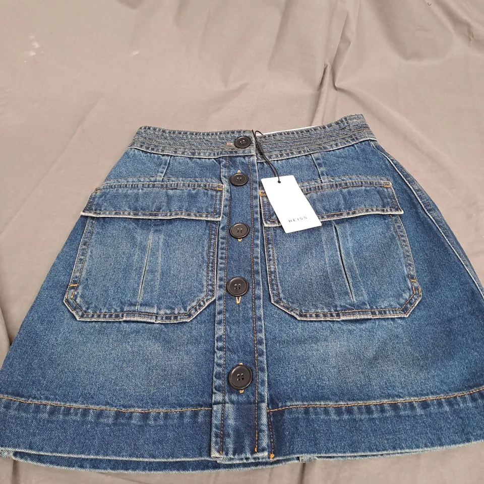 REISS TESS DENIM MINI SKIRT SIZE 6