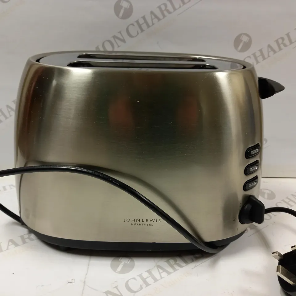 JOHN LEWIS AND PARTNERS ANYDAY BRUSHED STAINLESS STEEL EFFECT 2 SLOT TOASTER