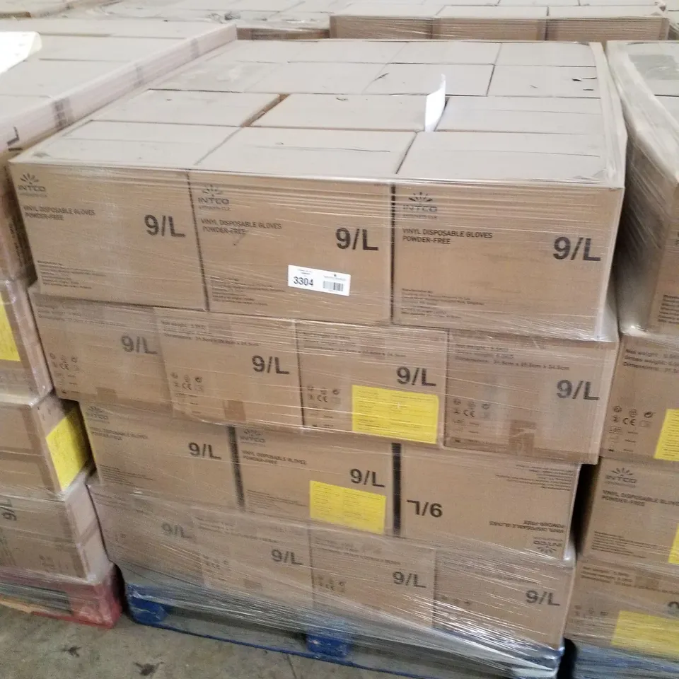 PALLET CONTAINING APPROXIMATELY 560 INTCO VINYL GLOVES 100PK LARGE