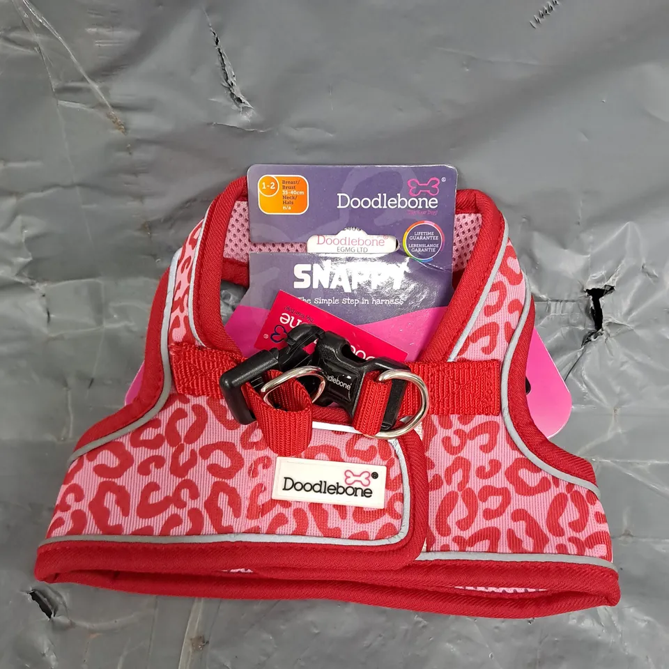DOODLEBONE SNAPPY DOG HARNESS - RUBY LEOPARD - 1-2