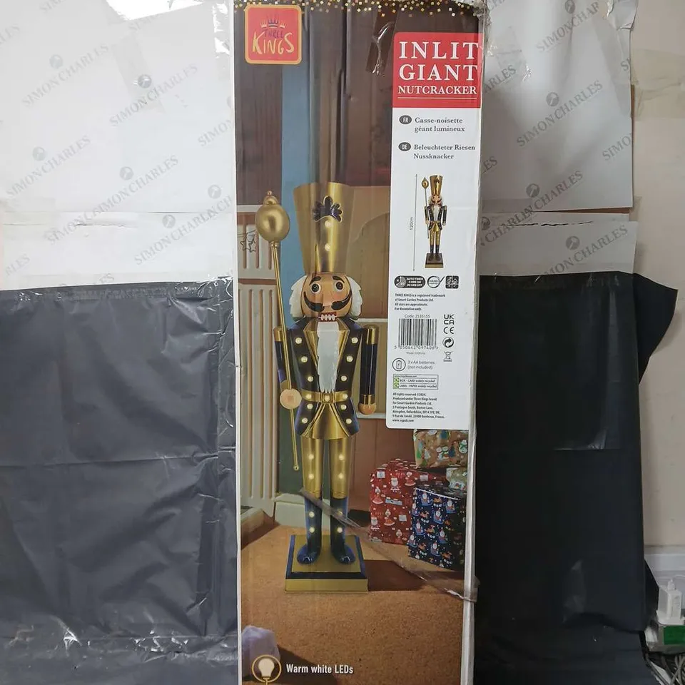 BOXED THREE KINGS IN-LIT GIANT NUTCRACKER NAVY & GOLD - COLLECTION ONLY