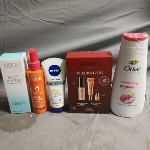 APPROXIMATEY 20 ASSORTED HEALTH AND BEAUTY PRODUCTS TO INCLUDE - L'OREAL ELVIVE HEAT DEFENCE SPRAY - NIVEA ANTI-AGE HAND CREAM AND DOVE BODY WASH
