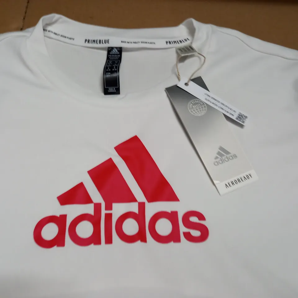 ADIDAS PRIME BLUE WHITE T-SHIRT - UK M 12-14