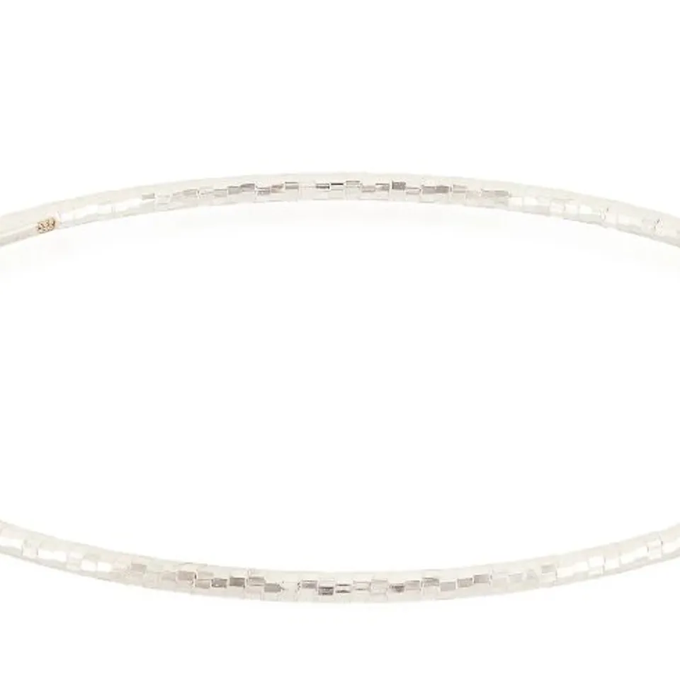 WHITE GOLD 9CT ITALIAN GOLD DIAMOND CUT SLIP ON BANGLE 1G