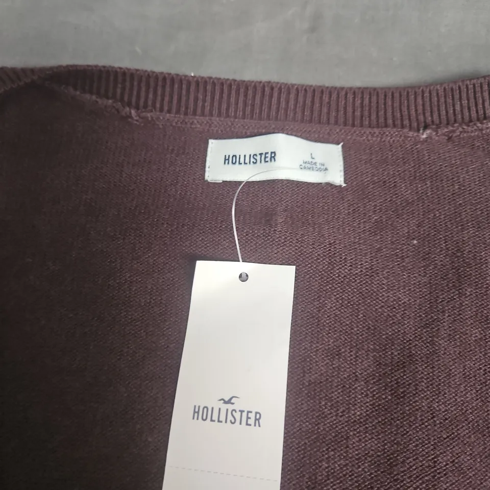 HOLLISTER WOMEN'S KNIT BUTTON FRONT TOP IN BROWN - SIZE L