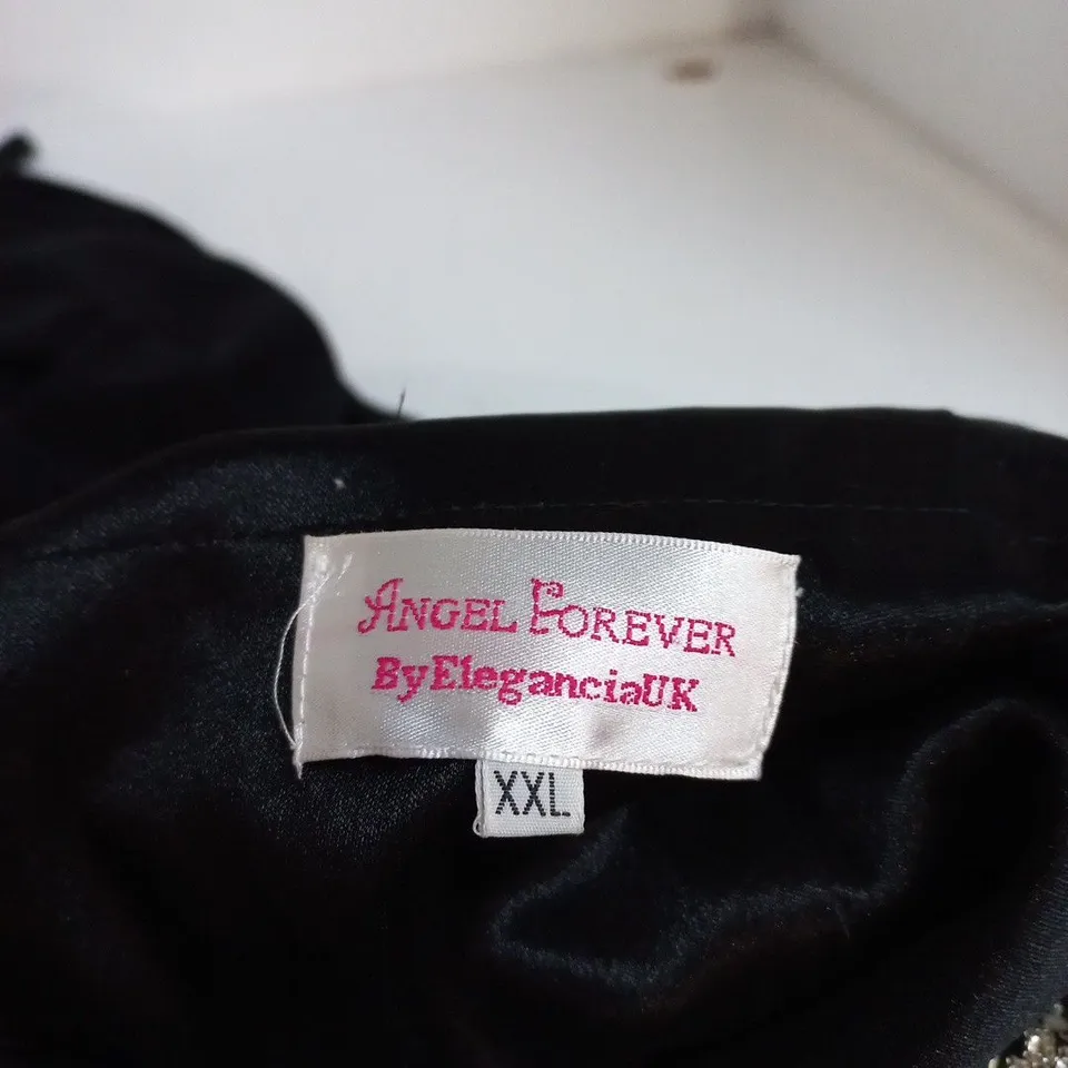 ANGEL FOREVER EVENING DRESS, BLACK WITH EMBELLISHED BODICE – UK SIZE XXL