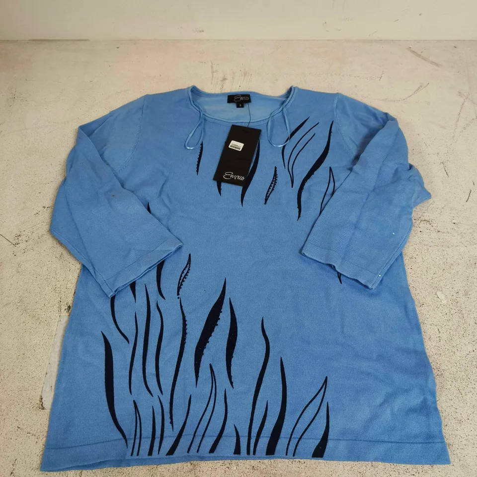 EMRECO 3/4 SLEEVE ZEBRA STRIPE JUMPER IN BLUE - SMALL