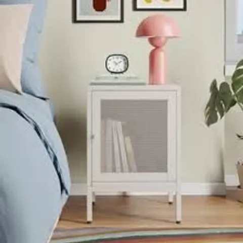 BOXED TALLA METAL BEDSIDE TABLE, STONE (1 BOX)