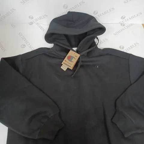 CHAMPION LOGO HOODIE IN BLACK SIZE M