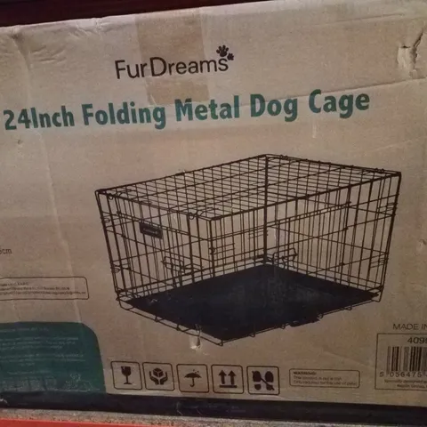 BOXED FURDREAMS 24" FOLDING METAL DOG CAGE