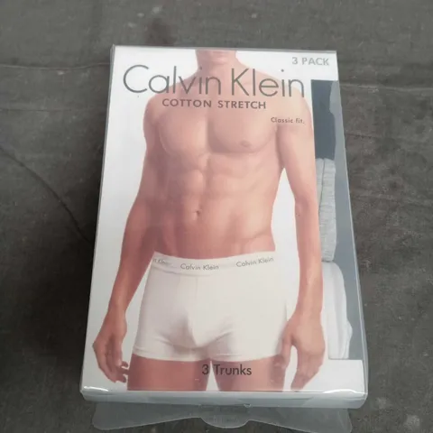CALVIN KLEIN COTTON STRETCH 3 PACK TRUNKS – WHITE SIZE L 