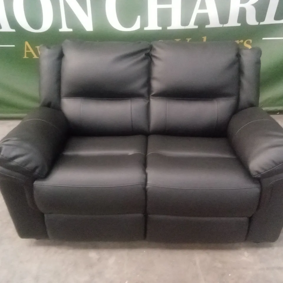 ALBION LUXURY FAUX LEATHER HIGH BACK 2 SEATER SOFA - BLACK RRP £519