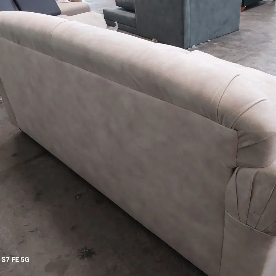 DESIGNER CHILMARK THREE SEARER METAL ACTION SOFABED ALMONGPD PLUSH FABRIC 