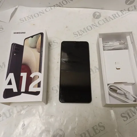 BOXED SAMSUNG A12 IN BLACK WITH ACCESSORIES