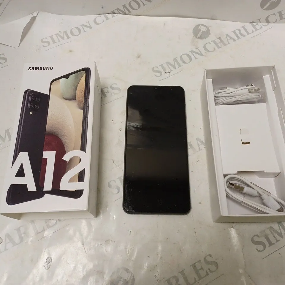 BOXED SAMSUNG A12 IN BLACK WITH ACCESSORIES 