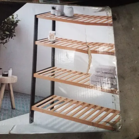 BOXED KEPLIN 4 TIER BAMBOO SHOE RACK - BLACK & NATURAL 