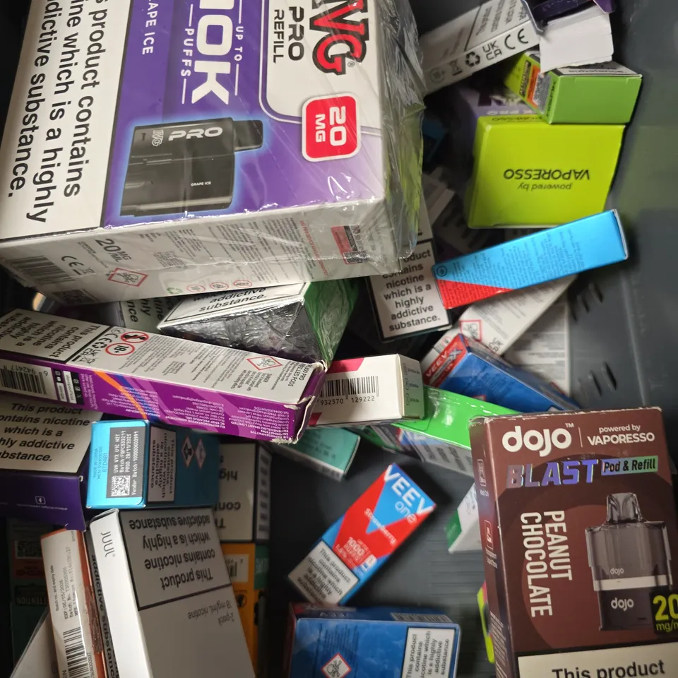 APPROXIMATELY 15 ASSORTED E-CIGARETTE AND VAPE PRODUCTS TO INCLUDE IVG, ELFBAR, DOJO ETC