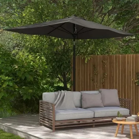 BOXED OUTSUNNY 2X3M GARDEN PARASOL UMBRELLA WITH CRANK & PUSH BUTTON TILT - DARK GREY
