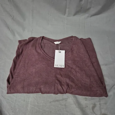 HUSH GILLIAN SUPERSOFT V NECK TOP IN CHOCOLATE MELANGE SIZE S