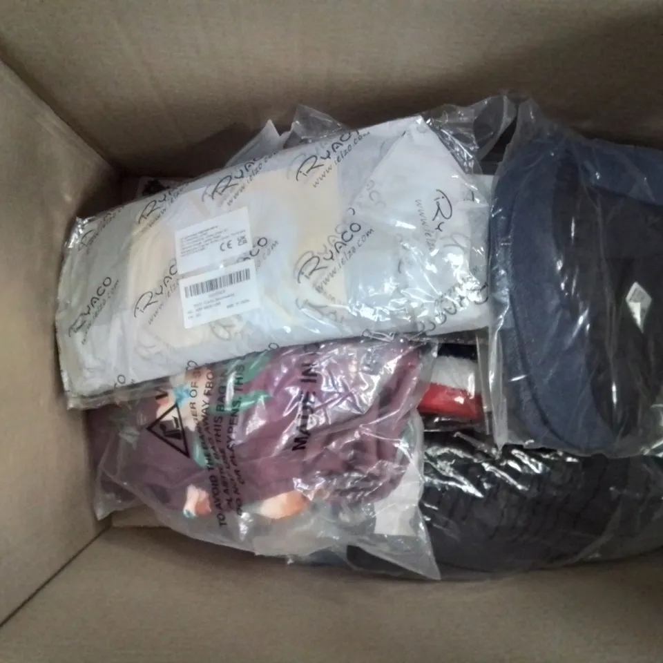 BOX CONTAINING MIXED FASHION ITEMS,  CLOTHING, SILVER PLATE AND COSTUME JEWELLERY ETC.