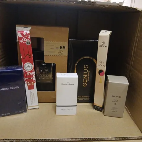 APPROXIMATELY 10 ASSORTED BOXED FRAGRANCES TO INCLUDE; NEXT, ANGEL ELVES, THE ESSENCE VAULT, DICOO AND GENIUS