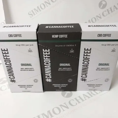THREE ASSORTED CANNA COFFEE PACKS OF 10 CAPSULES