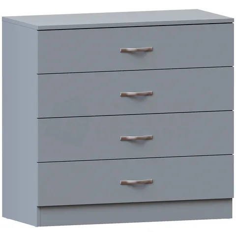 BOXED VIDA DESIGNS RIANO 4 DRAWER GREY CHEST OF DRAWERS WITH METAL HANDLES