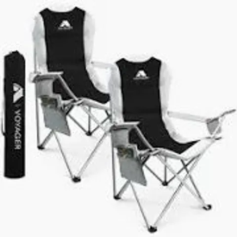 BOXED VOYAGER 2PK CAMPING CHAIR WITH POUCH - BLACK
