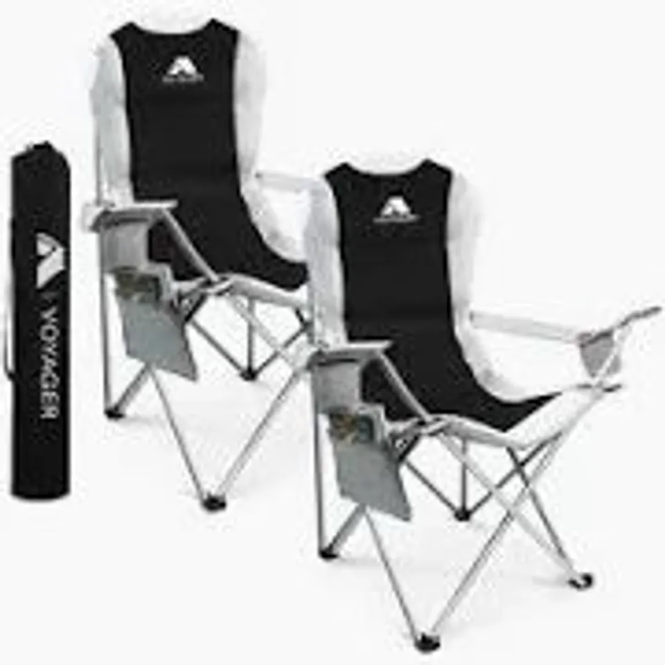 BOXED VOYAGER 2PK CAMPING CHAIR WITH POUCH - BLACK