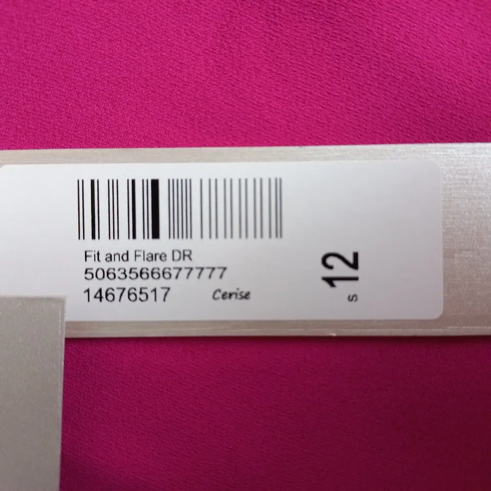 WOMEN'S FIT-AND-FLARE DRESS – CERISE PINK, UK SIZE 12