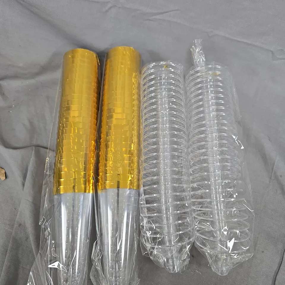 50 X PLASTIC SCREW TOGETHER CHAMPAGNE FLUTES 