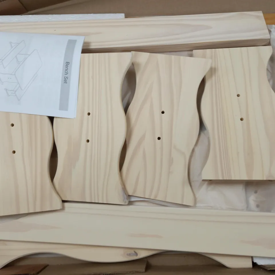 SANTANA BENCH SET - CREAM & PINE - COLLECTION ONLY - MISSING TABLE TOP