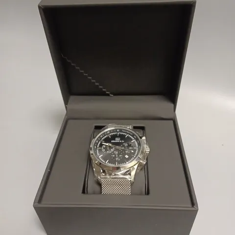 ZIHLMANN & CO STAINLESS STEEL BLACK DIAL CHRONOGRAPH WATCH