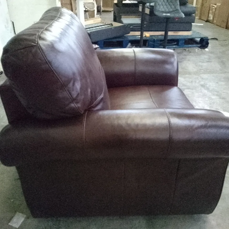 QUALITY DESIGNER ARMCHAIR - DARK BROWN LEATHER