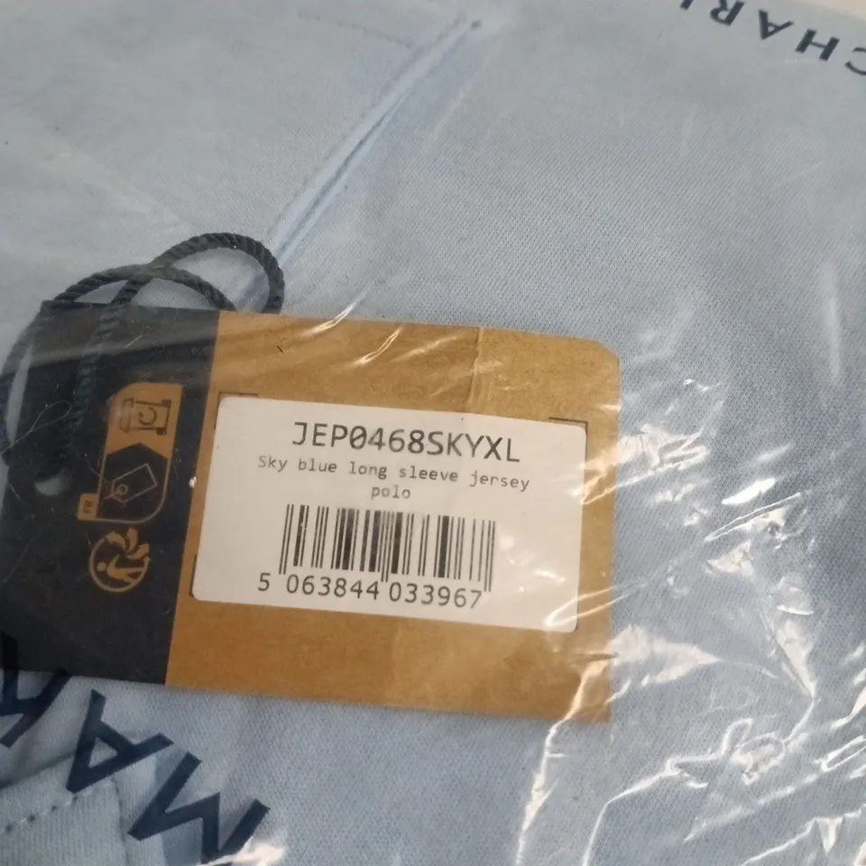CHARLES TYRWHITT SKY BLUE LONG SLEEVE JERSEY POLO TAGGED