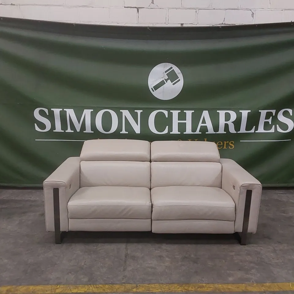 QUALITY DESIGNER ITALIAN MADE ASHLEY 2 SEATER ELECTRIC RECLINER LEATHER SOFA 