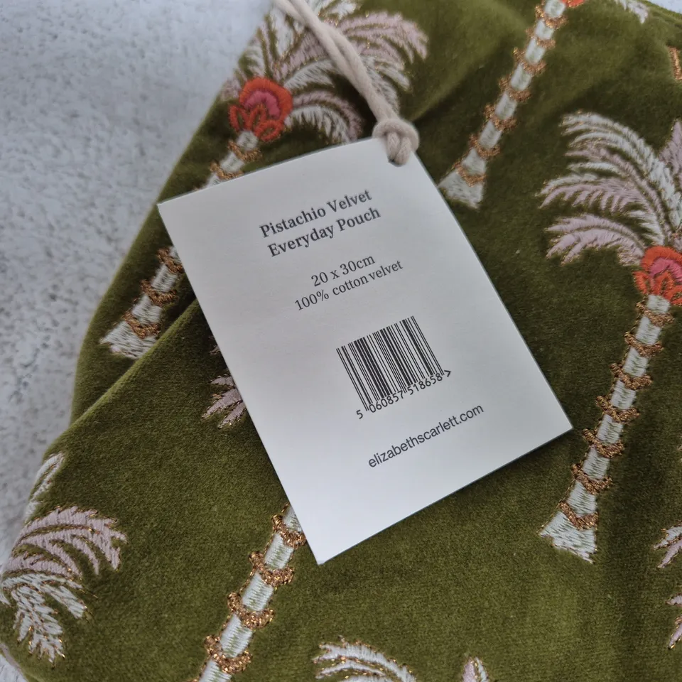ELIZABETH SCARLETT PISTACHIO VELVET EVERYDAY POUCH