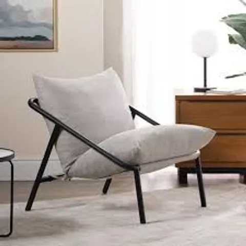BOXED ZINUS ADA ACCENT LOUNGE CHAIR, METAL FRAME SLING CHAIR WITH FOAM CUSHIONING - LIGHT GREY (1 BOX)