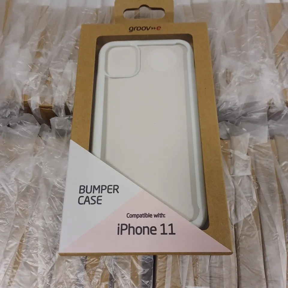 LOT OF APPROXIMATELY 100 GROOVE BUMPER TPU EDGE CASES FOR IPHONE 11 - WHITE